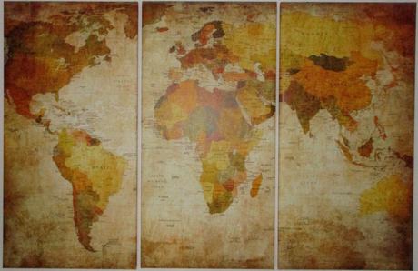 Velka 3-dielna mapa sveta - obraz,
