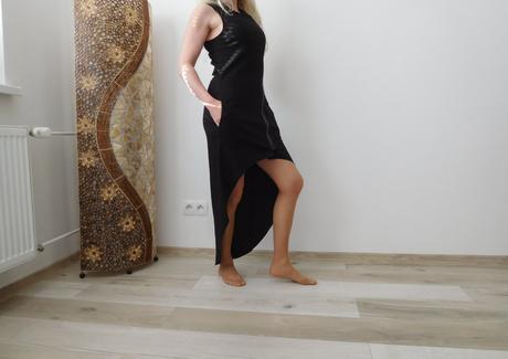 Šaty pružné v predu zips s vreckami -36/38, 36