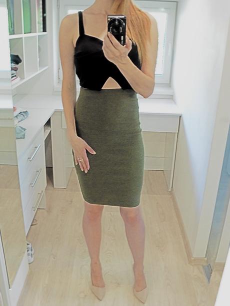 Sukňa s vysokým pásom, pull&bear,s