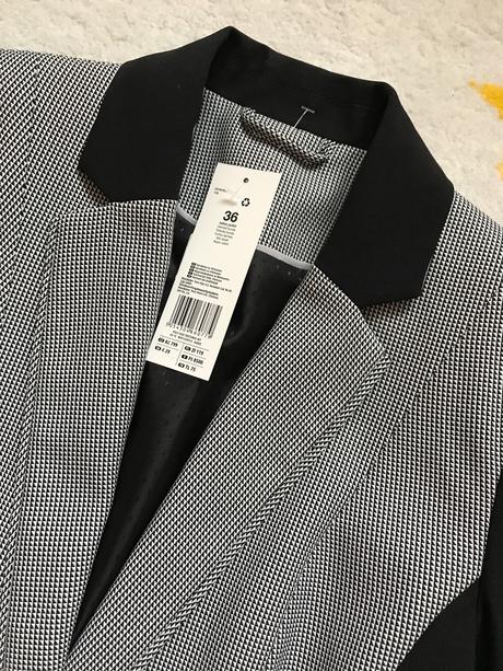 Ciernobiele (nie sede) vzorovane sako s visackou, f&f,36
