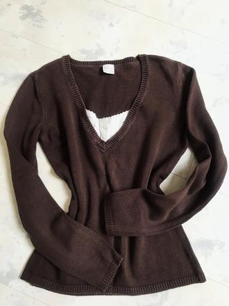 Cvernový sýtohnedý pulóver, l