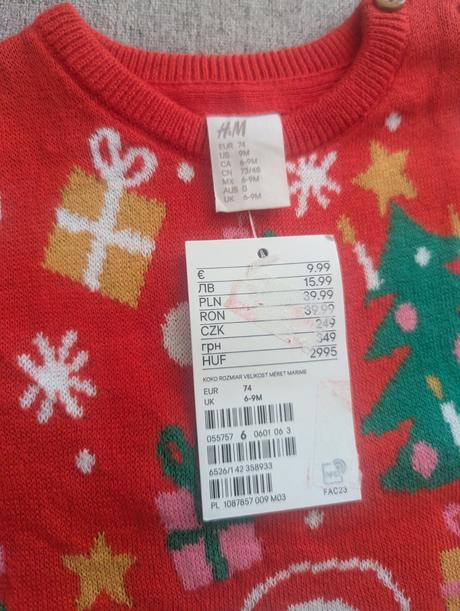 Vianočný svetrík, h&m,74