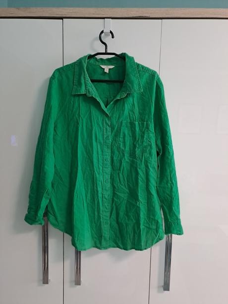 H&m smaragdová košeľa ľan, h&m,xl