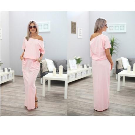 Dámske ružové dlhé šaty, l / m / s