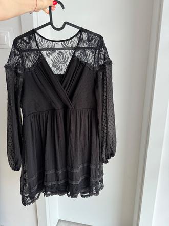 Vila čierne čipkovane šaty, s