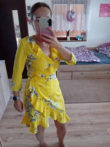 Žlté zavinovacie šaty, vero moda,m