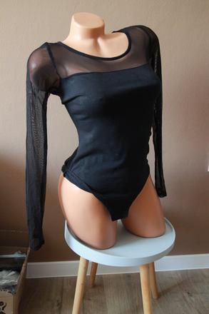 Čierny body top so sieťkou, xs, xs