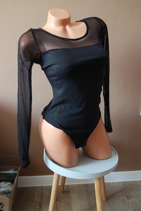 Čierny body top so sieťkou, xs, xs