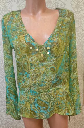 Blúzka s orientálnym vzorom a ozdobnou aplikáciou, tom tailor,36