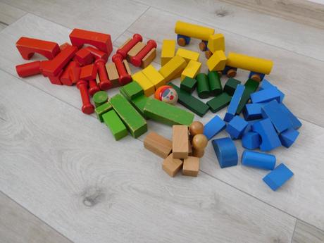 Retro-drevené kocky stavebnica, 