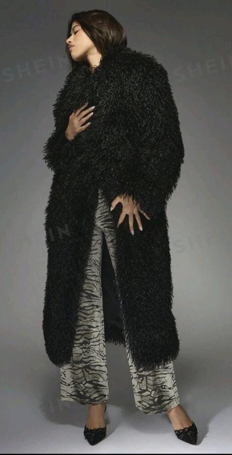 Čierny dlhý chlpatý kozuch v.xs/s..pc-120, xs