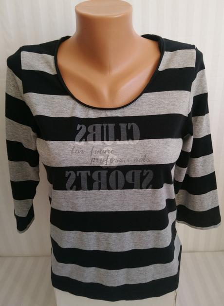 Dámsky pásikavý černo sivý top, authentic, authentic,m