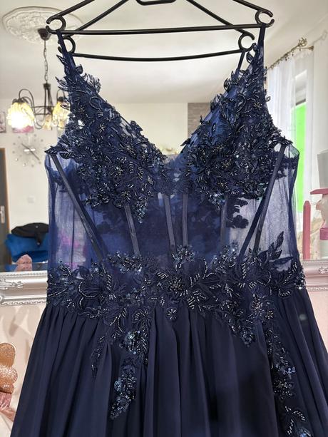 Tmavomodré spoločenské šaty, xl