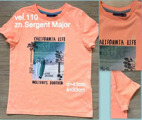 Chlapčenské tričko "california surf" veĺ.110, sm, sergent major,116