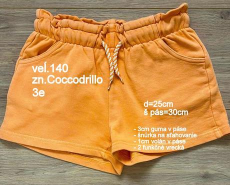 Dievčenské šortky veĺ.140, zn.coccodrillo, coccodrillo,140