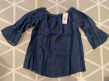 Rifľový top s holými ramenami a dlhym rukavom s/m,