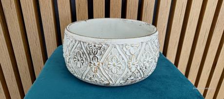 Kvetináč cementový - bielo zlatý - 175 x 85 mm, 