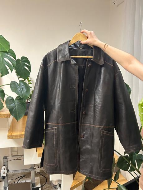 Men leather coat, xl