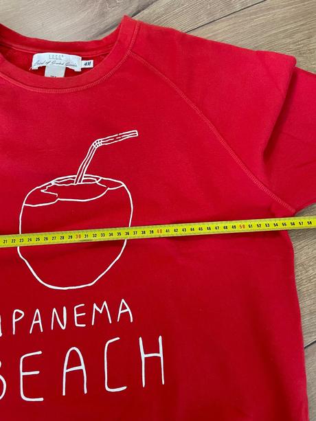 Červená mikina s potlačou, h&m,m