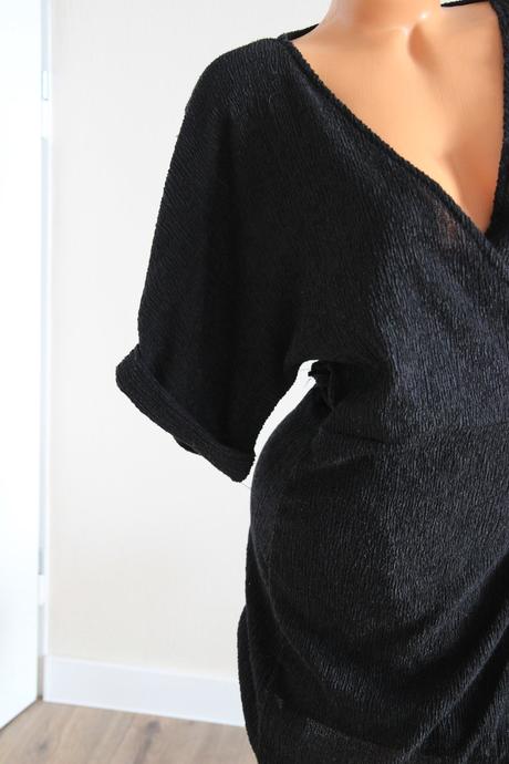 Čierne štrukturované zavinovacie šaty lindex, s, lindex,s