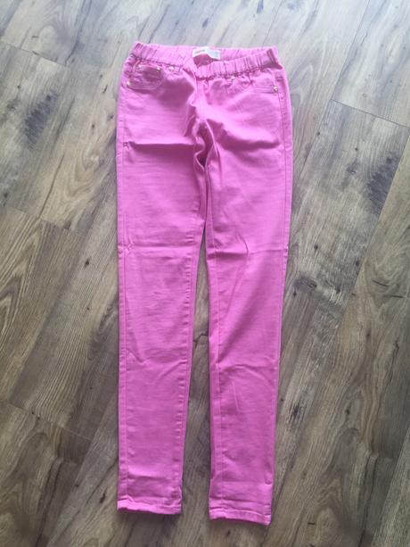 Ružové rifle na gumku, denim,34