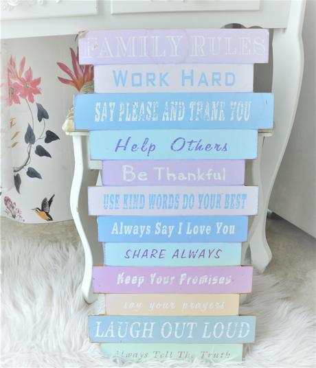 Drevená tabuľa/obraz pravidlá rodiny, 