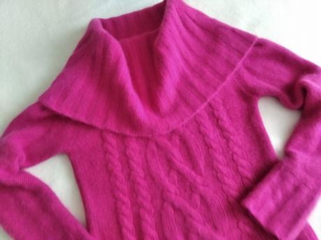 Ružový pulóver z angory, c&a,36
