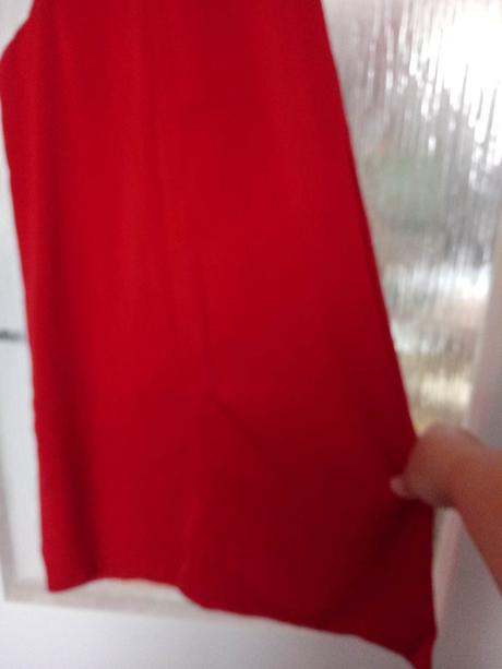 Červené široké nohavice s rozparkom, s