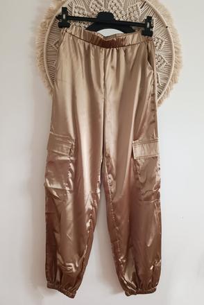 Saténové cargo joggery, s