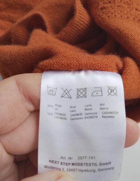 Krásny oranžový sveter vicci s-m z kasmiru a vlny, xs