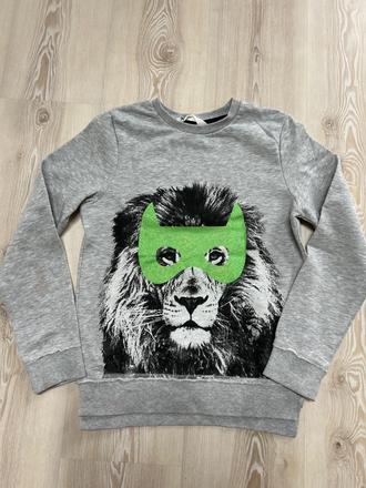 Mikina s levom, h&m,140