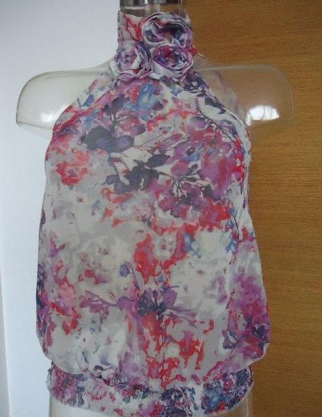 Šifónový top s ružami pri krku, orsay,s