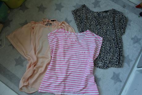 Ruzovy pasikovy top -bluzka a handmade celenka, m