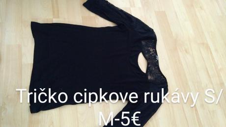 3/4 tričko čipkované rukavy, bershka,s
