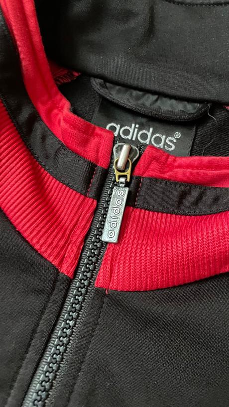 Čierno-červená mikina na zips s logom športová, adidas,m