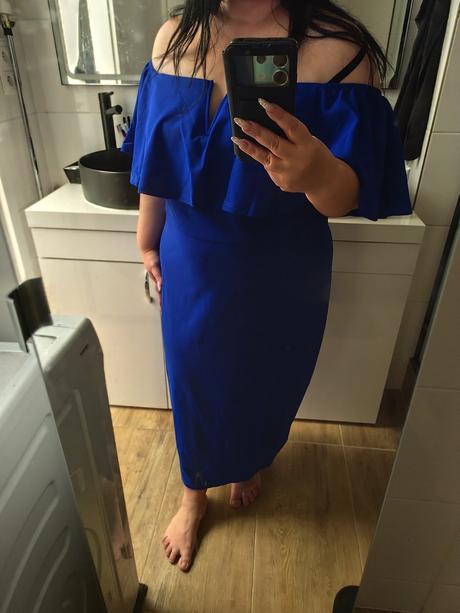 Kráľovský modré saty 44-46 sexy nové, xxl