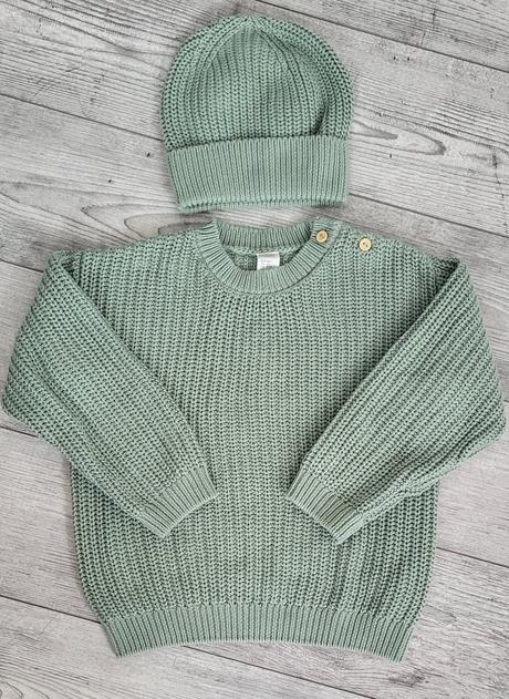Dvojdielná bavlnená pletená súprava, h&m,104
