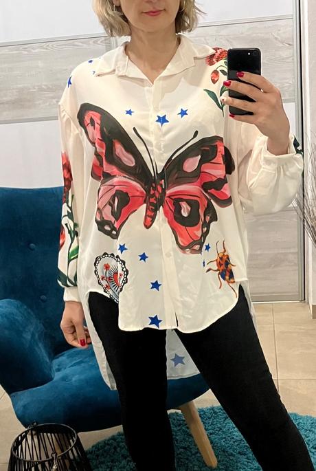 Dámska blúzka s motýlom a vzorom, l / m / s / xl