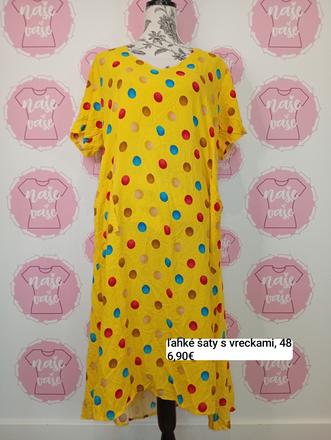Ľahké bodkované šaty s vreckami, 48