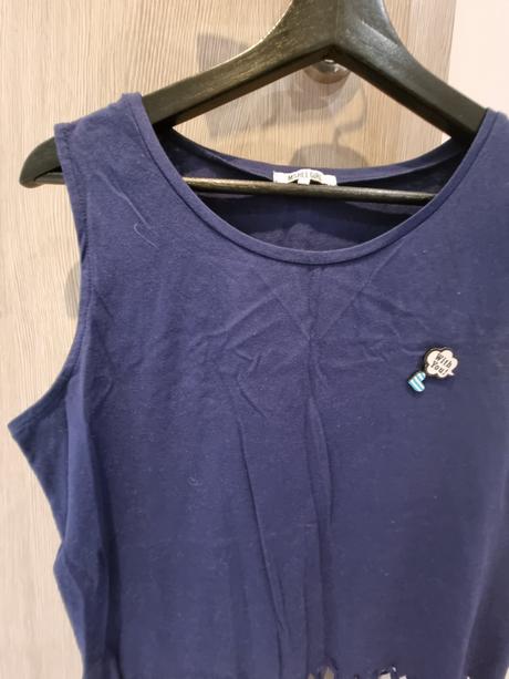 Nový tmavomodrý crop-top so strapcami, l