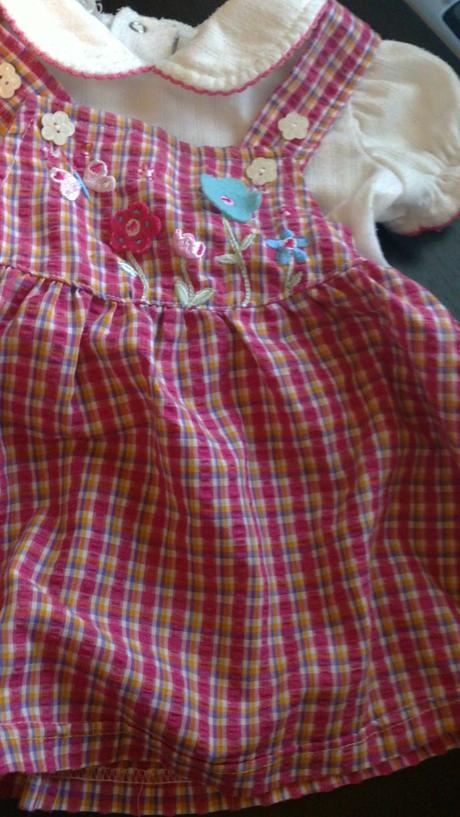 Šaty s tračkami+blúzka,zn.baby classics,na 1rok, 86