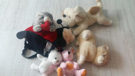 Plysove hracky, ruksak,