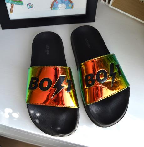 Štýlové holografické šľapky cropp, veľkosť 37, 37