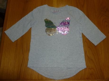 Tričko s premieňacím flitrovým motýľom, f&f,128