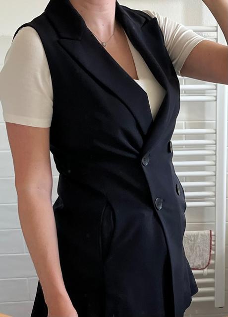 Čierne vestové minišaty/dlhšia vesta, zara, xs/34, zara,xs