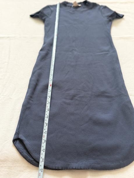 Sivomodré rebrované šaty h&m s polorolákom veľ. 38, h&m,s