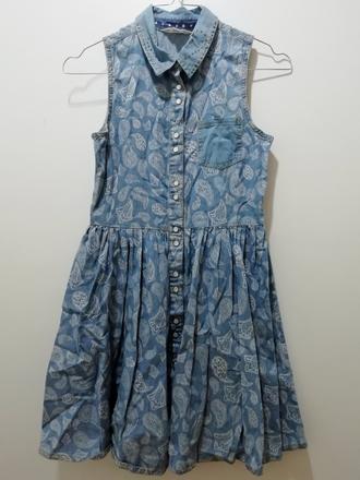 Vzorované košeľové rifľové šaty, 146