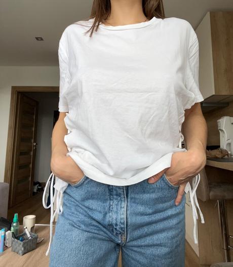 H&m biele tričko so zaväzovaním, h&m,m