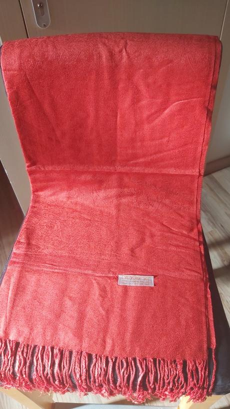 Kašmírový šál červený d.180cm, š.70cm, 