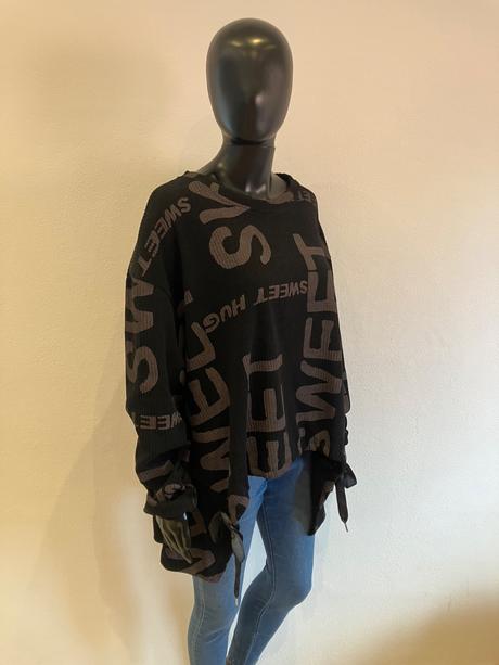 Mikina s nápismi a predĺženou zadnou časťou (uni), l / m / s / xl